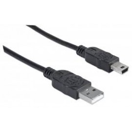 CABLE USB MANHATTAN USB A M - USB MINI B MACHO, V2.0, 1.8M, NEGRO, 333375