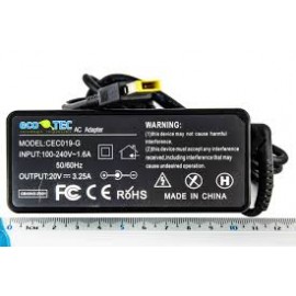 CARGADOR LENOVO 45N0319 ECO TEC CEC019-G 20V 3.25A, TIP RECTANGULAR,65W