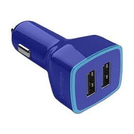 CARGADOR VORAGO PARA AUTO AU-103 2 PUERTOS USB AZUL