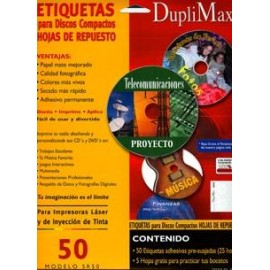 ETIQUETAS DUPLIMAX DUP012 PARA CD