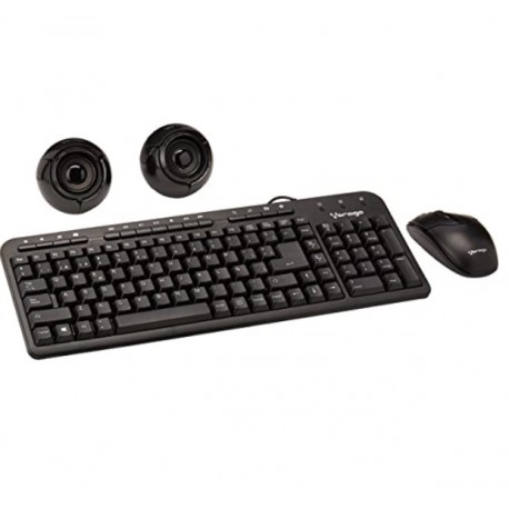 KIT DE TECLADO RATON Y BOCINAS VORAGO KMS-104 ALAMBRICO USB NEGRO