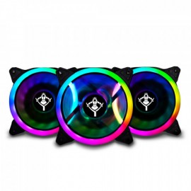 KIT DE VENTILADORES YEYIAN TYPHOON YCF-3RGB-01 ARGB, 120MM, 1200RPM, 3 PIEZAS, NEGRO