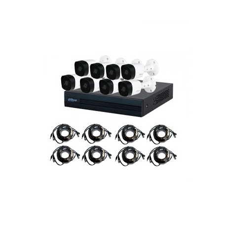 KIT DE VIGILANCIA DAHUA WIZ SENSE 8 CAMARAS/8 CANALES 1080P HD DH-KIT/XVR1B08-I/8-B1A21N-0360B