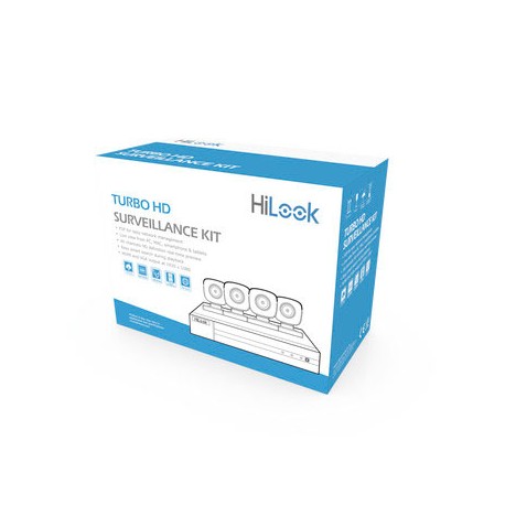 KIT DE VIGILANCIA HILOOK HL28LQKITS-M DE 4 CAMARAS CCTV BULLET Y 8 CANALES, CON GRABADORA, FUENTE DE PODER Y CABLES