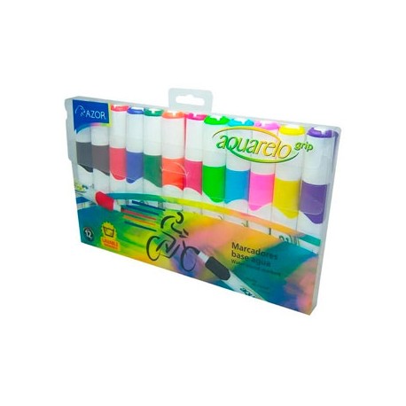 MARCADOR AZOR AQUARELO GRIP ESTUCHE C/12