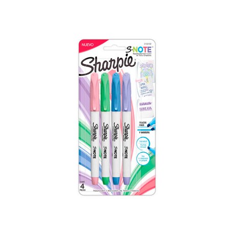 MARCADOR SHARPIE S-NOTE COLORES PASTEL C/4 2133102