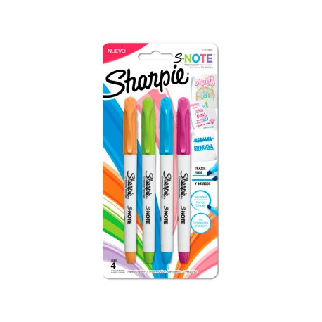 MARCADOR SHARPIE S-NOTE VARIOS COLORES C/4 2132980