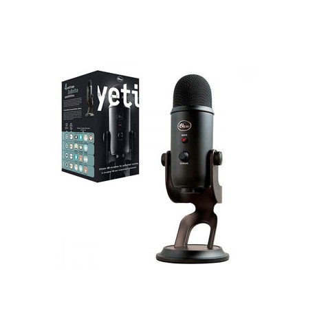 MICROFONO PROFESIONAL BLUE YETI BLACK PARA STREAMING CALIDAD ESTUDIO, NEGRO 988-000100