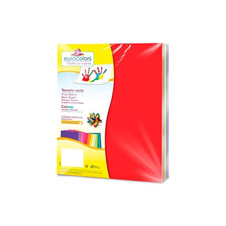 PAPEL CORTADO EUROCOLORS CARTA ARCOIRIS INTENSO PAQ C/100