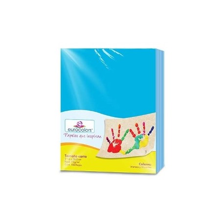 PAPEL CORTADO EUROCOLORS CARTA AZUL FUERTE C/100