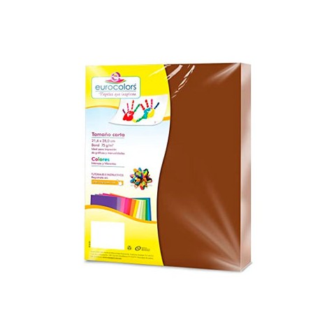 PAPEL CORTADO EUROCOLORS CARTA COLOR CAFE PAQ C/100