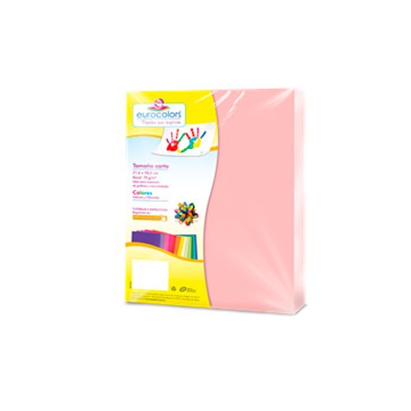 PAPEL CORTADO EUROCOLORS CARTA COLOR ROSA PASTEL PAQ C/100