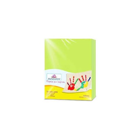 PAPEL CORTADO EUROCOLORS CARTA COLOR VERDE PASTEL PAQ C/100