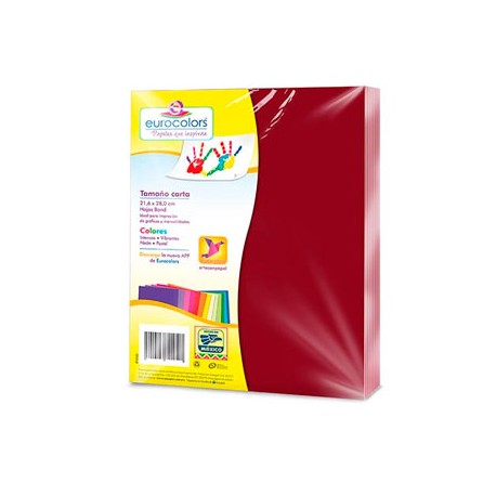 PAPEL CORTADO EUROCOLORS CARTA COLOR VINO PAQ C/100