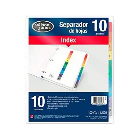 SEPARADOR WILSON JONES 10 DIVISIONES, P1347