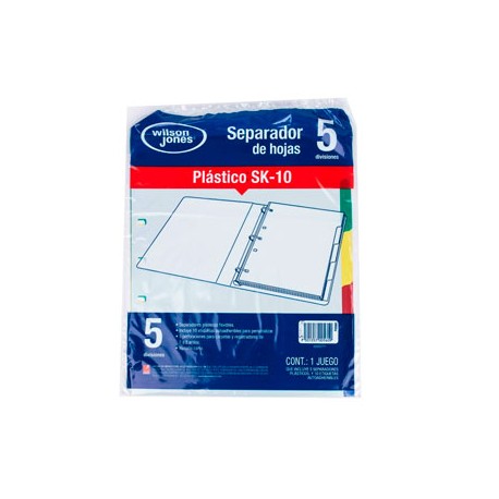 SEPARADOR WILSON JONES SK-10 PLASTICO CARTA 5 DIVISIONES P0560