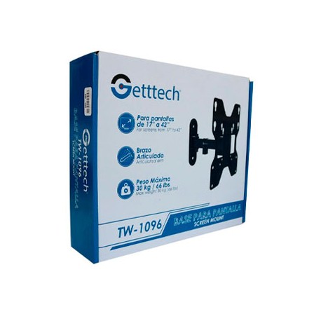 SOPORTE DE PARED GETTTECH TW-1096 PARA LCD DE 14" A 42" HASTA 30 KG NEGRO