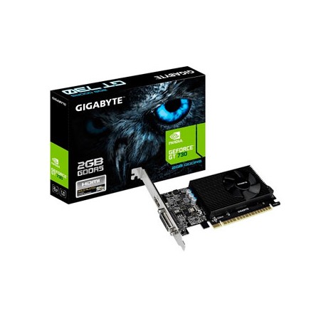 TARJETA DE VIDEO GIGABYTE GEFORCE NVIDIA GT 730, 2GB 64-BIT GDDR5, PCIE 2.0, HDMI, DVI, GV-N730D5-2GL, GT730