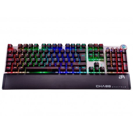 TECLADO GAMER BALAM RUSH CHAOS BR-922944 RGB, MECANICO, SWITCH AZUL, ALAMBRICO, NEGRO