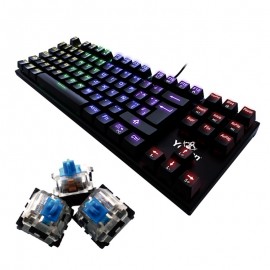 TECLADO GAMER YEYIAN SPARK SERIES 2000 YAT1804, RGB, MECÁNICO, ALAMBRICO, SWITCH AZUL, NEGRO