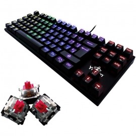 TECLADO GAMER YEYIAN SPARK SERIES 2000 YAT1806, RGB, MECÁNICO, ALAMBRICO, SWITCH ROJO, NEGRO